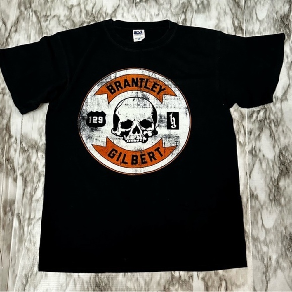 Brantley Gilbert Black Graphic Concert Tee Shirt 2012 Hell On Wheels Tour Skull